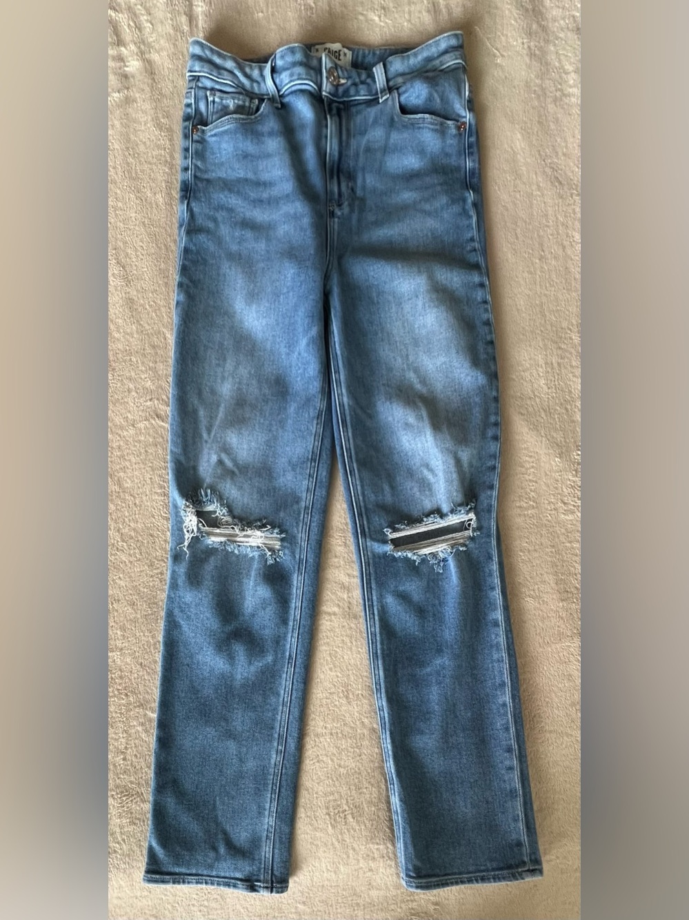 Paige Stella Straight Leg Classic Blue Distressed Women’s Jeans